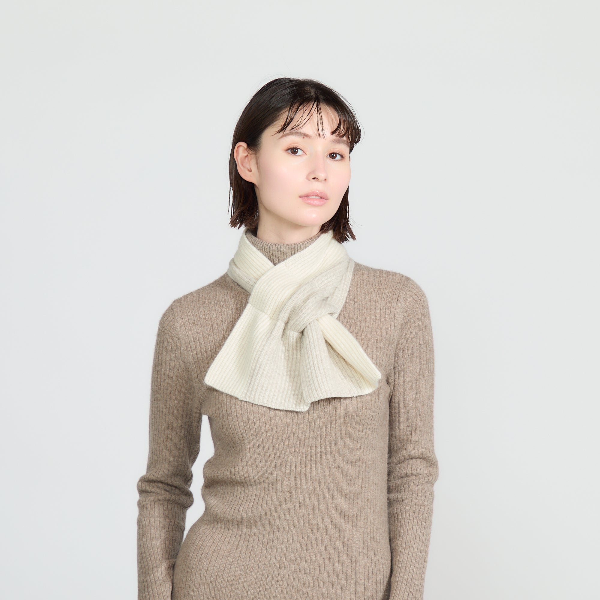 新品Natural Basic カシミヤ100% ニットスカーフ ベージュ knit scarf(ニットスカーフ)