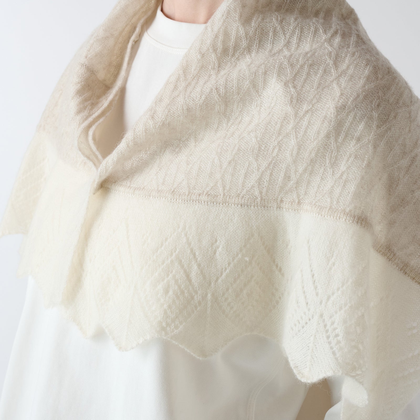 lace knit pull-through muffler（透かし編み 差し込みマフラー）