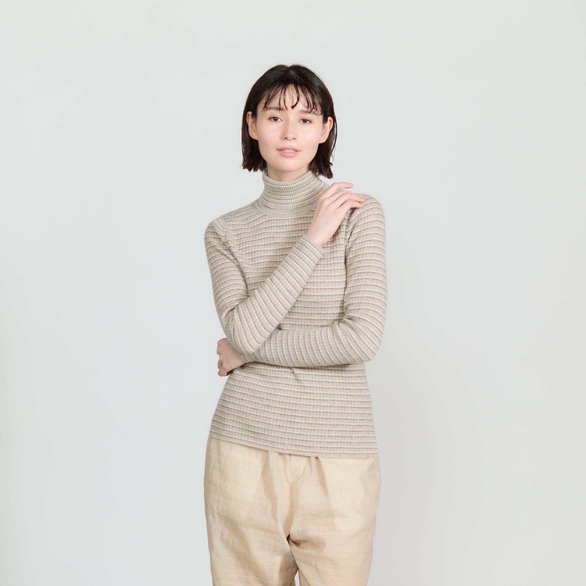 cashmere ribk nit turtle neck(カシミヤリブニットタートルネック)