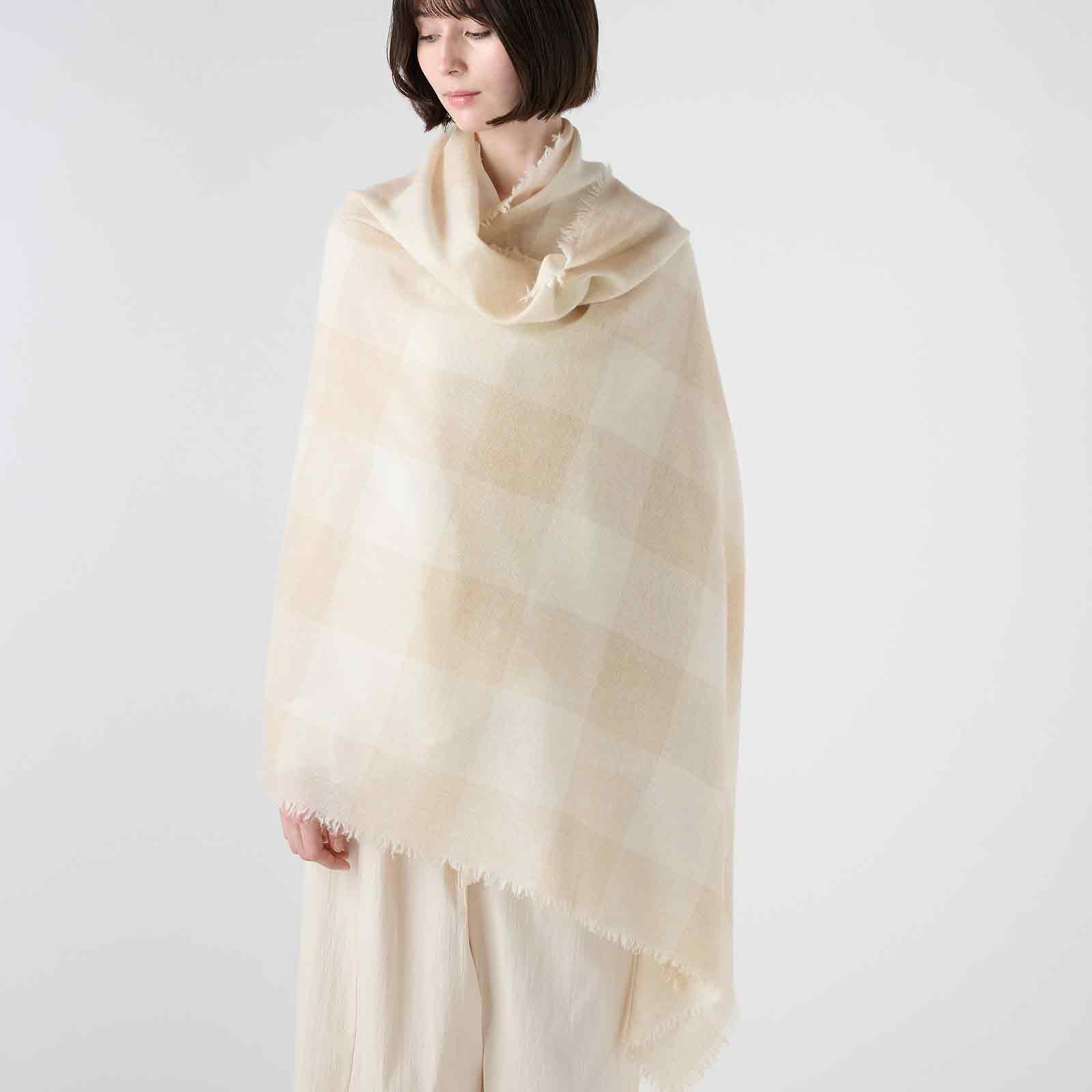 【Coming soon】cashmere plaid large stole（カシミヤチェック 大判ストール）