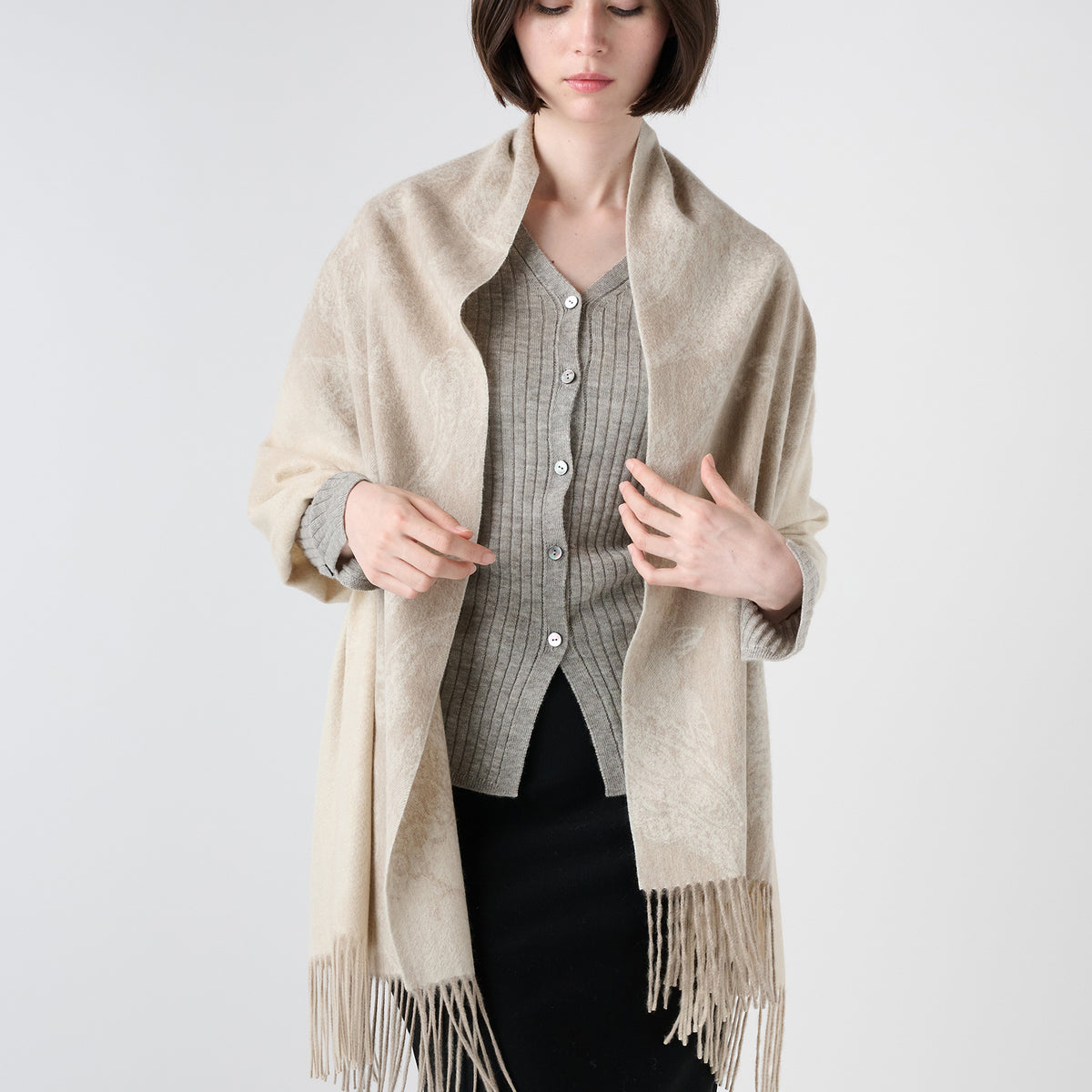 【Coming soon】cashmere jacquard stole（カシミヤ ジャカードストール）
