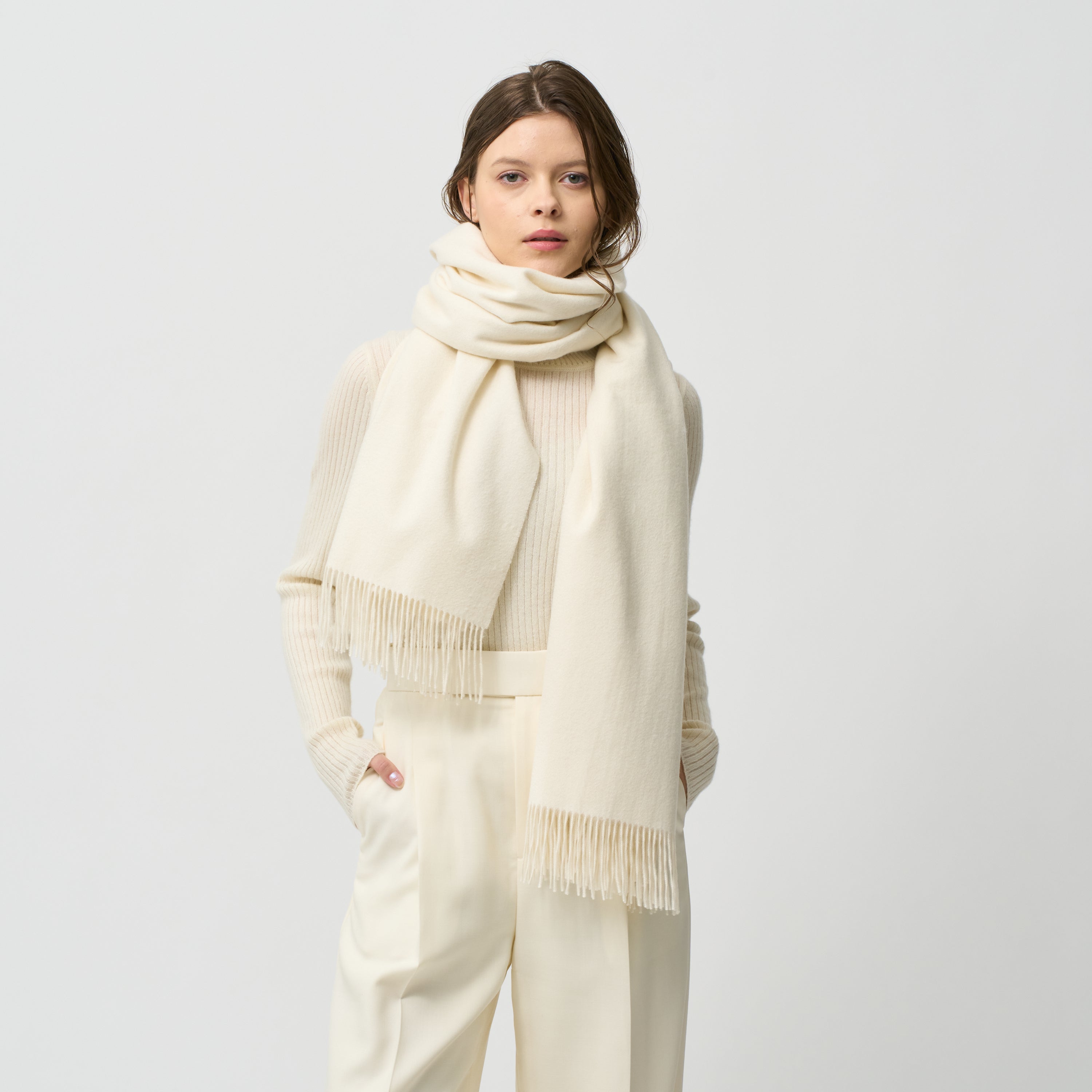 baby cashmere large stole(アザミ起毛ベビーカシミヤ無地大判ストール)