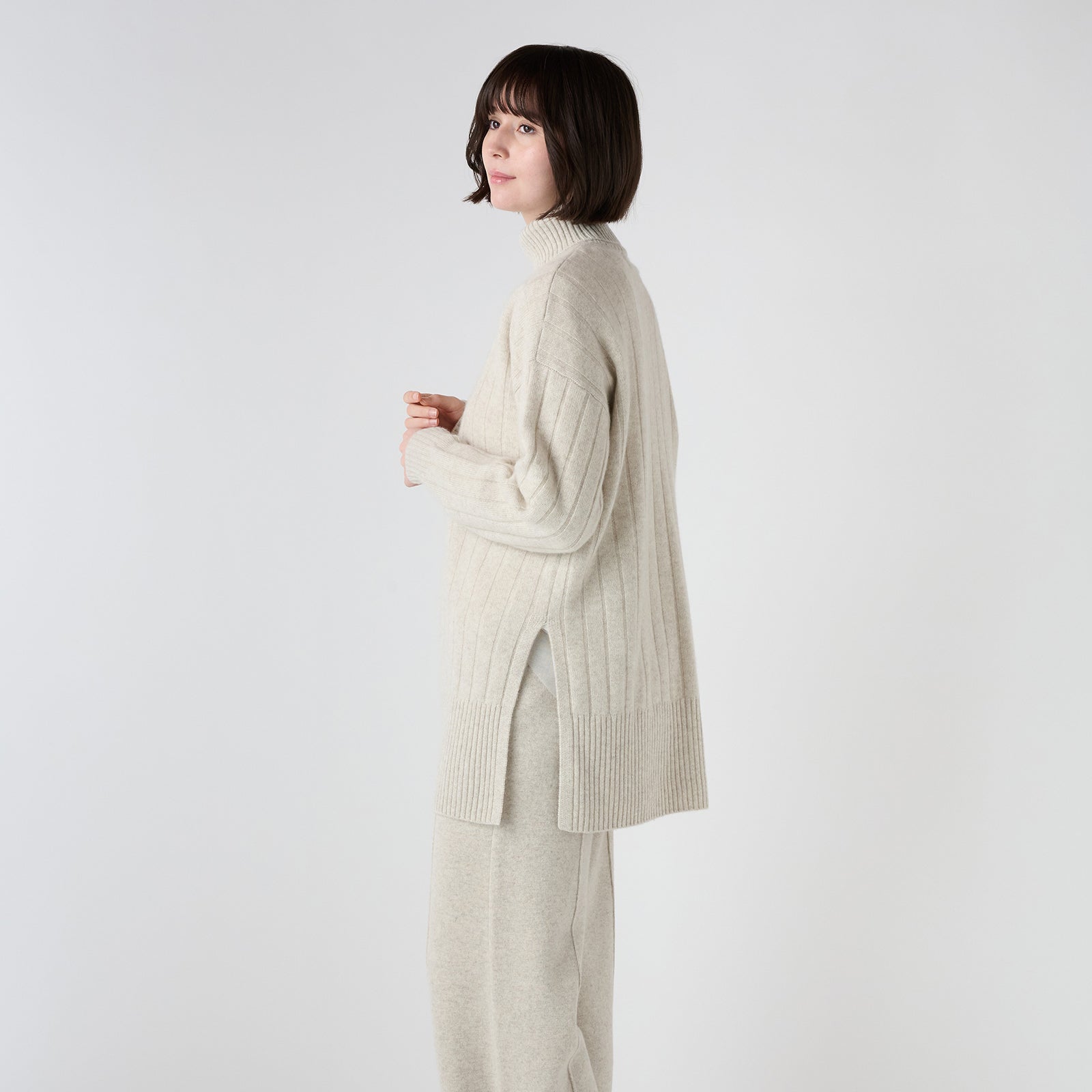 cashmere rib knit turtle neck pullover（カシミヤ リブニットタートルネックニット）