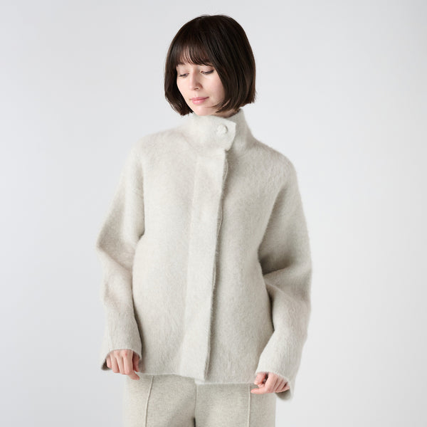 【Coming soon】fox cashmere knit stand collar short coat（フォックスカシミヤ ニットスタンドカラーショートコート）