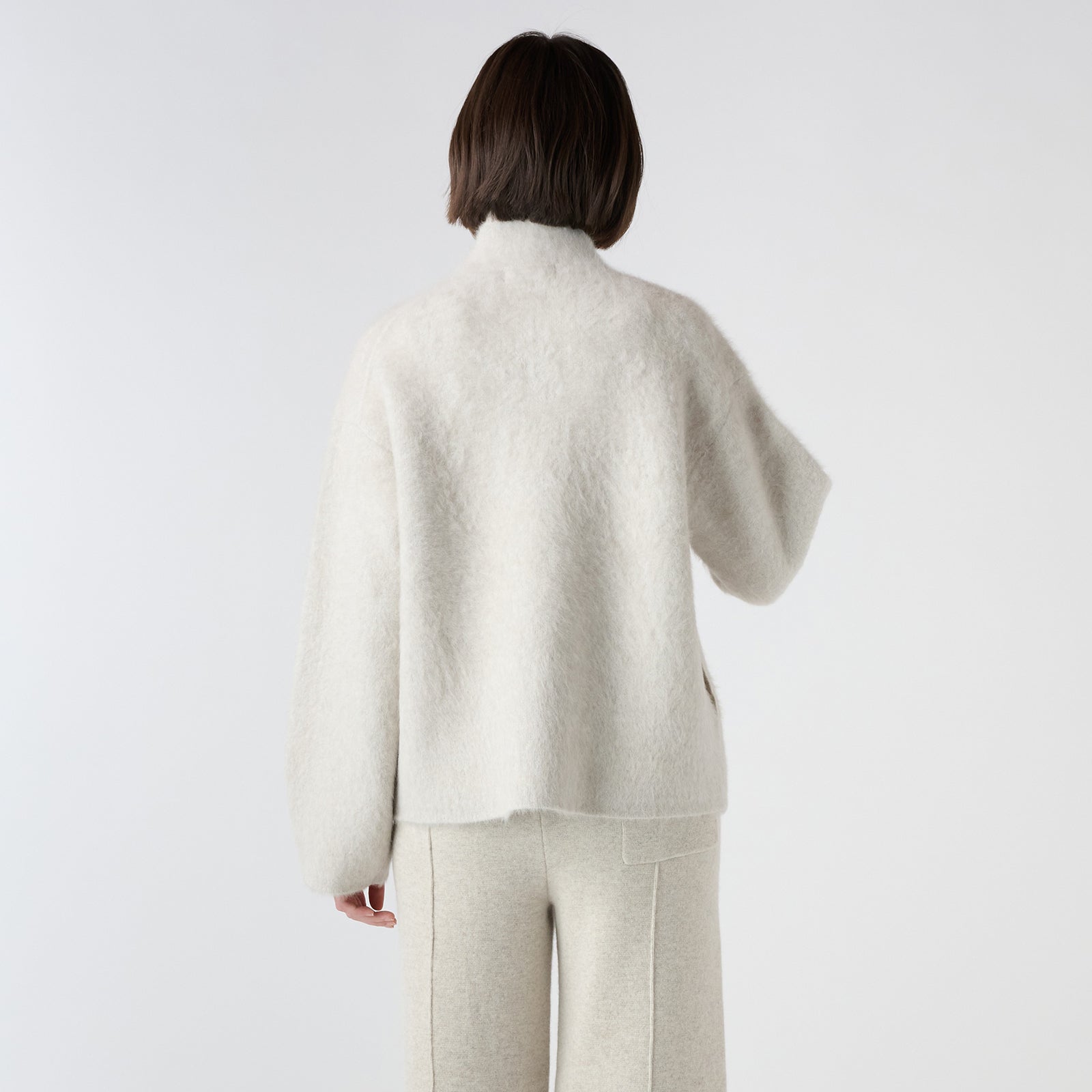 【Coming soon】fox cashmere knit stand collar short coat（フォックスカシミヤ ニットスタンドカラーショートコート）
