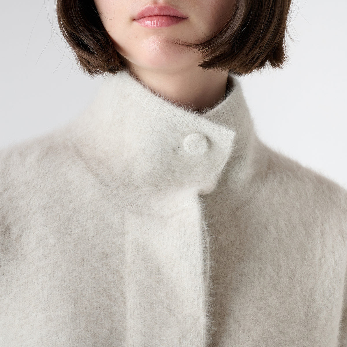 【Coming soon】fox cashmere knit stand collar short coat（フォックスカシミヤ ニットスタンドカラーショートコート）
