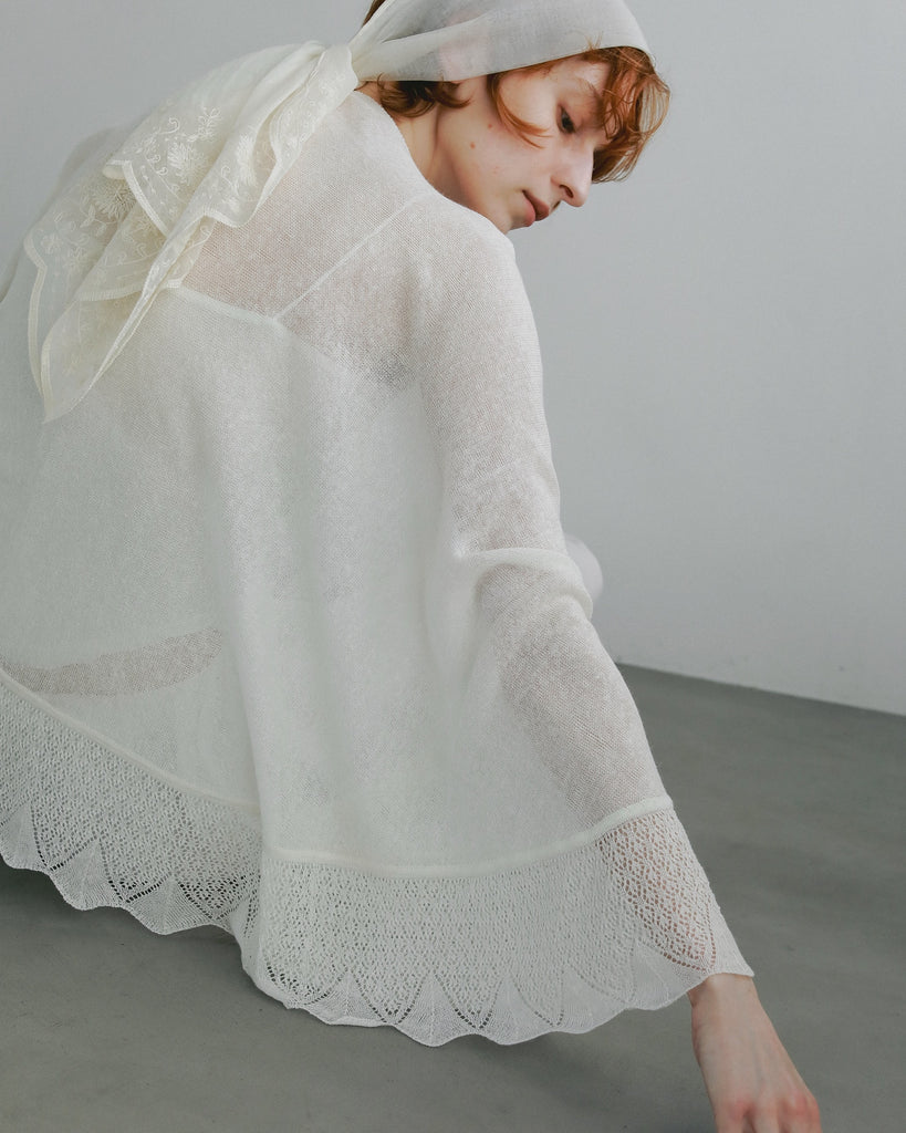 lace knit semicircle shawl　#55913002