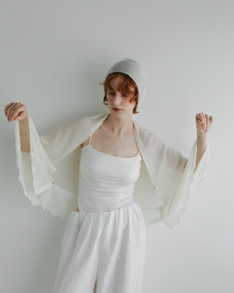 lace knit semicircle shawl　#55913002