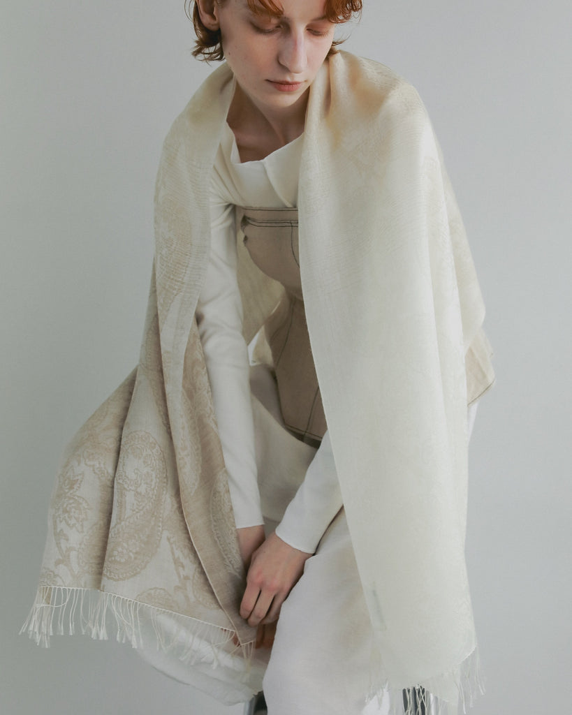 silk＆cashmere jacquard stole　#55918012