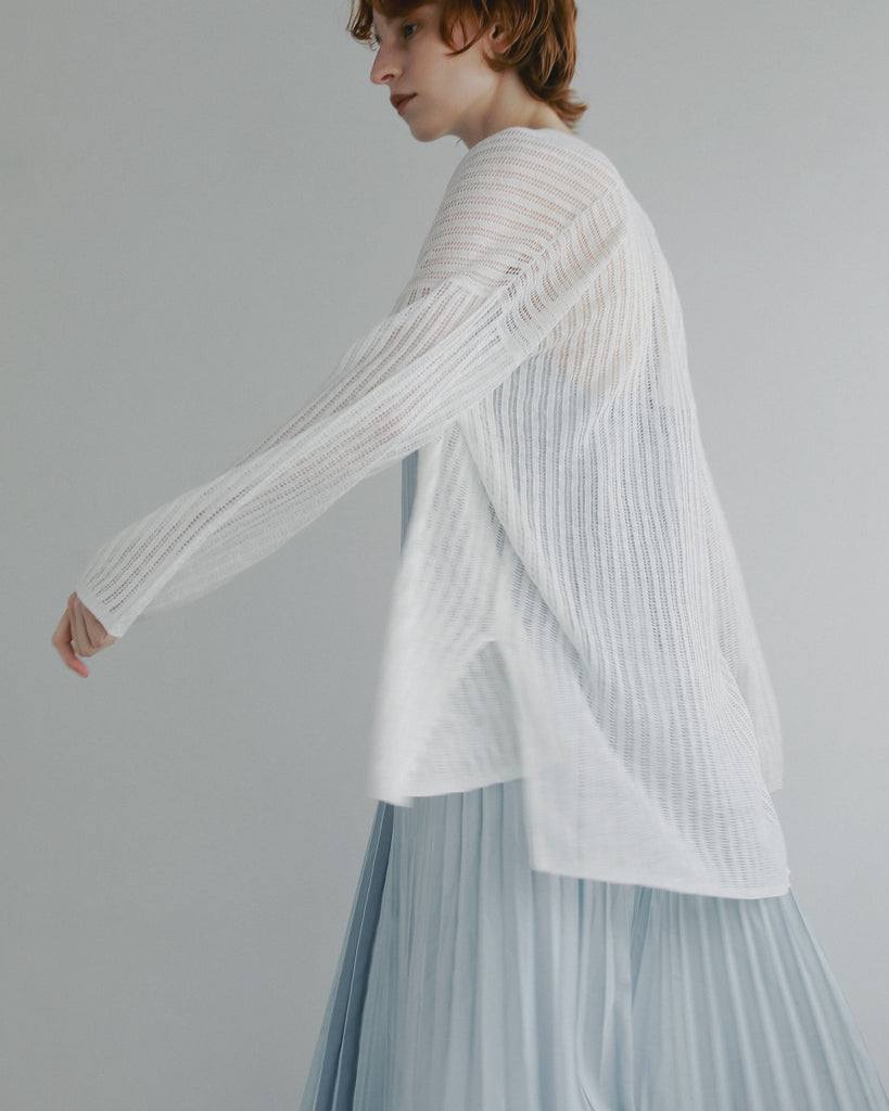 linen openwork knit jacqurd cardigan　#55916007